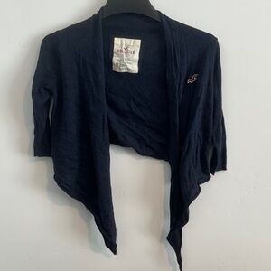 Vintage Hollister Dark Navy Draped Open-Front Cropped Cardigan